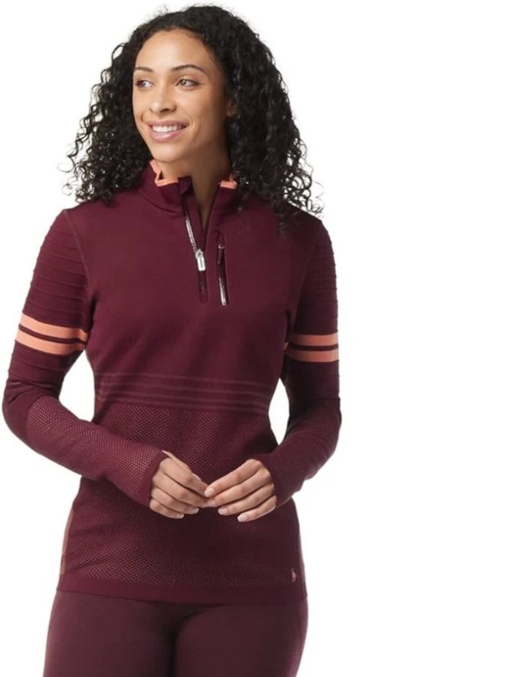 SMARTWOOL Intraknit 250 Merino Wool Tech 1/4 Zip Thumb Holes / Size XS